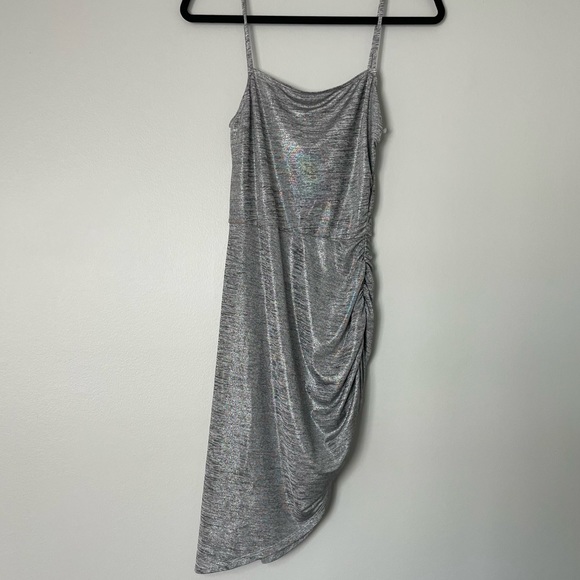 Reformation Metallic Silver Mini Dress NEW - Picture 2 of 9
